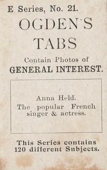 1902 Ogden's General Interest Series E #21 Anna Held Back