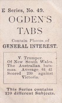 1902 Ogden's General Interest Series E #49 Victor Trumper Back