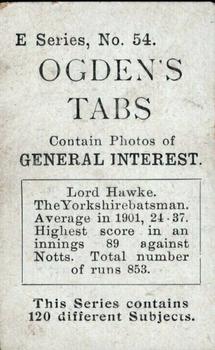 1902 Ogden's General Interest Series E #54 Lord Hawke Back