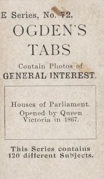 1902 Ogden's General Interest Series E #72 Houses of Parliament Back