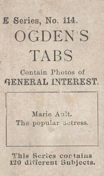 1902 Ogden's General Interest Series E #114 Marie Ault Back