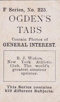 1902 Ogden's General Interest Series F #225 B. J. Wefers Back