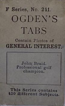 1902 Ogden's General Interest Series F #241 John Braid Back