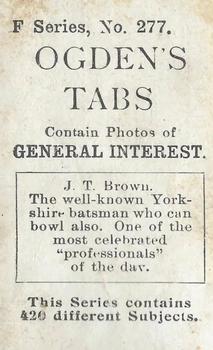1902 Ogden's General Interest Series F #277 Jack Brown Back