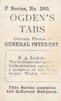 1902 Ogden's General Interest Series F #280 Frank Iredale Back