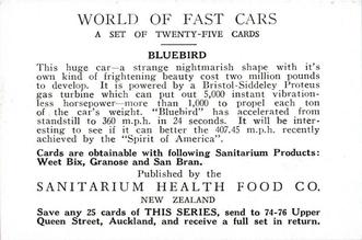 1964 World of Fast Cars #NNO Bluebird Back