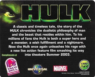 2003 Taco Bell Incredible Hulk #1 A classic and timeless tale Back