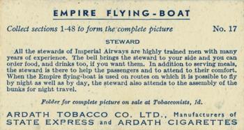 1938 Ardath Empire Flying-Boat #17 Steward Back