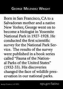 2016 National Park Service American Latino Heritage #NNO George Melendez Wright Back