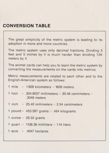 1975-80 Leisure Books Wildlife Treasury #6100-29 Conversion Table Front