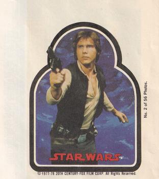 1978 Topps Star Wars Sugar Free Bubble Gum Wrappers #2 Han Solo Front