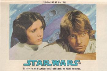 1978 Topps Star Wars Sugar Free Bubble Gum Wrappers #49 Princess Leia and Luke Skywalker Front