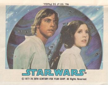 1978 Topps Star Wars Sugar Free Bubble Gum Wrappers #50 Luke Skywalker and Princess Leia Front