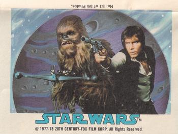 1978 Topps Star Wars Sugar Free Bubble Gum Wrappers #51 Chewbacca and Han Solo Front