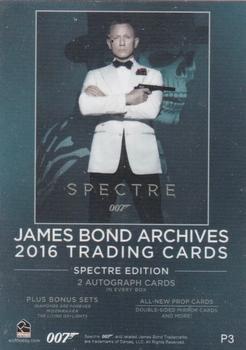2016 Rittenhouse James Bond Archives SPECTRE Edition - Promos #P3 Hinx Back