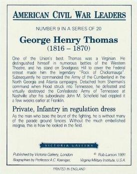 1991 Victoria Gallery American Civil War Leaders #9 George Henry Thomas Back