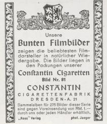 1935 Bunte Filmbilder #81 Hilde Weissner Back