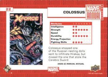 2020-21 Upper Deck Marvel Annual #22 Colossus Back