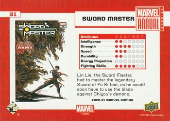 2020-21 Upper Deck Marvel Annual #31 Sword Master Back