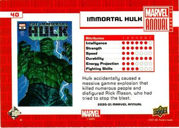 2020-21 Upper Deck Marvel Annual #40 Immortal Hulk Back