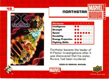 2020-21 Upper Deck Marvel Annual #49 Northstar Back