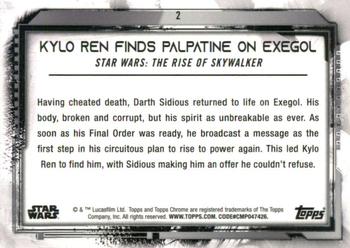 2021 Topps Chrome Star Wars Legacy #2 Kylo Ren Finds Palpatine On Exegol Back