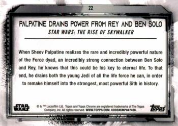 2021 Topps Chrome Star Wars Legacy #22 Palpatine Drains Power From Rey And Ben Solo Back