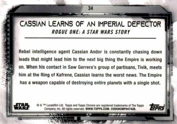 2021 Topps Chrome Star Wars Legacy #34 Cassian Learns Of An Imperial Defector Back