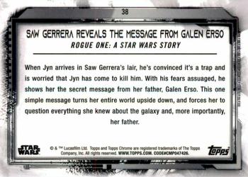 2021 Topps Chrome Star Wars Legacy #38 Saw Gerrera Reveals The Message From Galen Erso Back