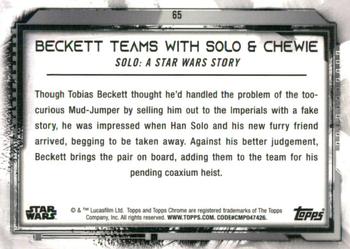 2021 Topps Chrome Star Wars Legacy #65 Beckett Teams With Solo & Chewie Back