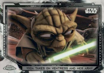2021 Topps Chrome Star Wars Legacy #90 Yoda Takes On Ventress And Her Army Front