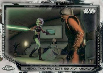 2021 Topps Chrome Star Wars Legacy #100 Ahsoka Tano Protects Senator Amidala Front