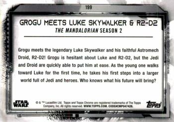 2021 Topps Chrome Star Wars Legacy #199 Grogu Meets Luke Skywalker & R2-D2 Back
