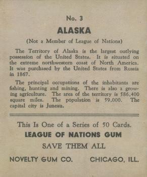 1934 Novelty Gum League of Nations R80 #3 Alaska Back