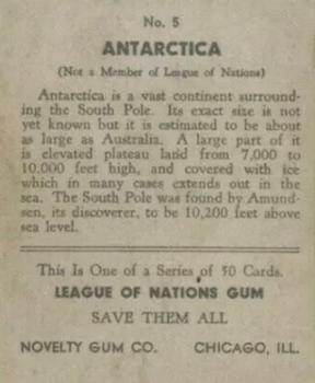 1934 Novelty Gum League of Nations R80 #5 Antarctica Back