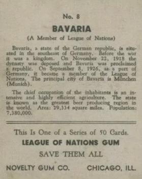 1934 Novelty Gum League of Nations R80 #8 Bavaria Back