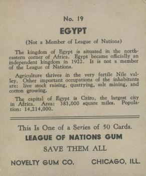 1934 Novelty Gum League of Nations R80 #19 Egypt Back
