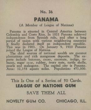 1934 Novelty Gum League of Nations R80 #36 Panama Back