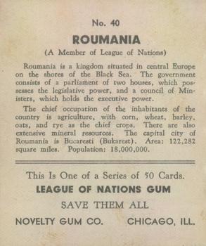 1934 Novelty Gum League of Nations R80 #40 Roumania Back