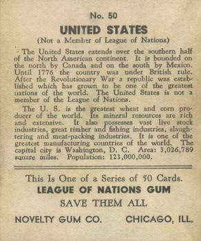 1934 Novelty Gum League of Nations R80 #50 United States Back