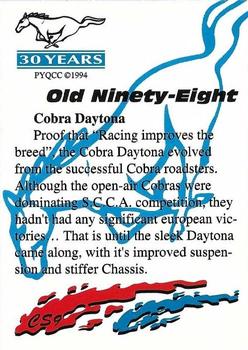1994 Performance Years Mustang Cards II (30 Years) - 30th Anniversary First Printing Shelby Artwork #CS9 Old Ninety-Eight Cobra Daytona Back