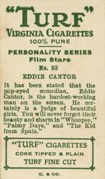 1933 Turf Personality Series Film Stars #53 Eddie Cantor Back