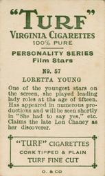 1933 Turf Personality Series Film Stars #57 Loretta Young Back