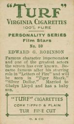 1933 Turf Personality Series Film Stars #59 Edward G. Robinson Back