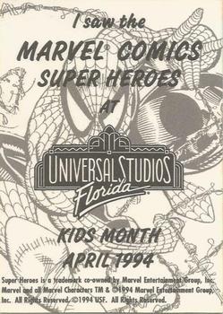 1994 Universal Studios Florida Marvel Superheroes #NNO Cyclops, Storm & Wolverine Back