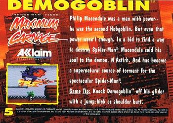 1994 Acclaim Spider-Man Maximum Carnage #5 Demogoblin Back