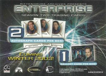 2003 Rittenhouse Star Trek Enterprise Season 2 - Promos #MNCE2003 Travis Mayweather / Jonathan Archer Back