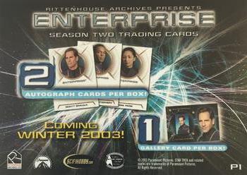 2003 Rittenhouse Star Trek Enterprise Season 2 - Promos #P1 Trip Tucker / T'Pol / Jonathan Archer / Malcolm Reed Back