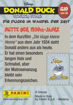 2019 Panini Disney Donald Duck Sticker Story 85 Years - German Edition #K10 Die Ducks Im Wandel Der Zeit Mitte Der, 1930er-Jahre Donald Duck Back