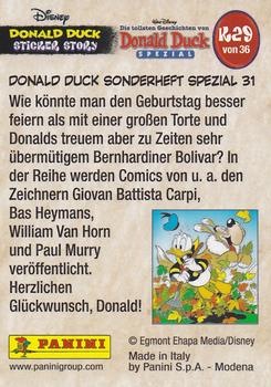 2019 Panini Disney Donald Duck Sticker Story 85 Years - German Edition #K29 Donald Duck Sonderheft Spezial 31 Back